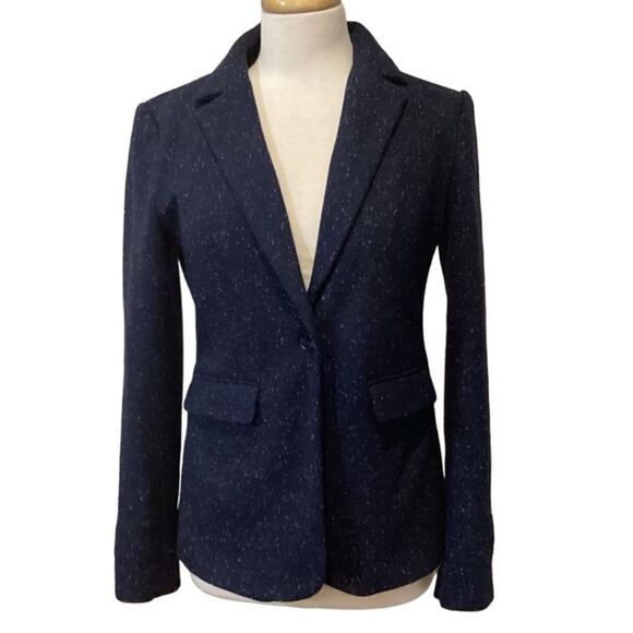 LOFT Speckled Navy Blue Blazer size 2 - Picture 2 of 11